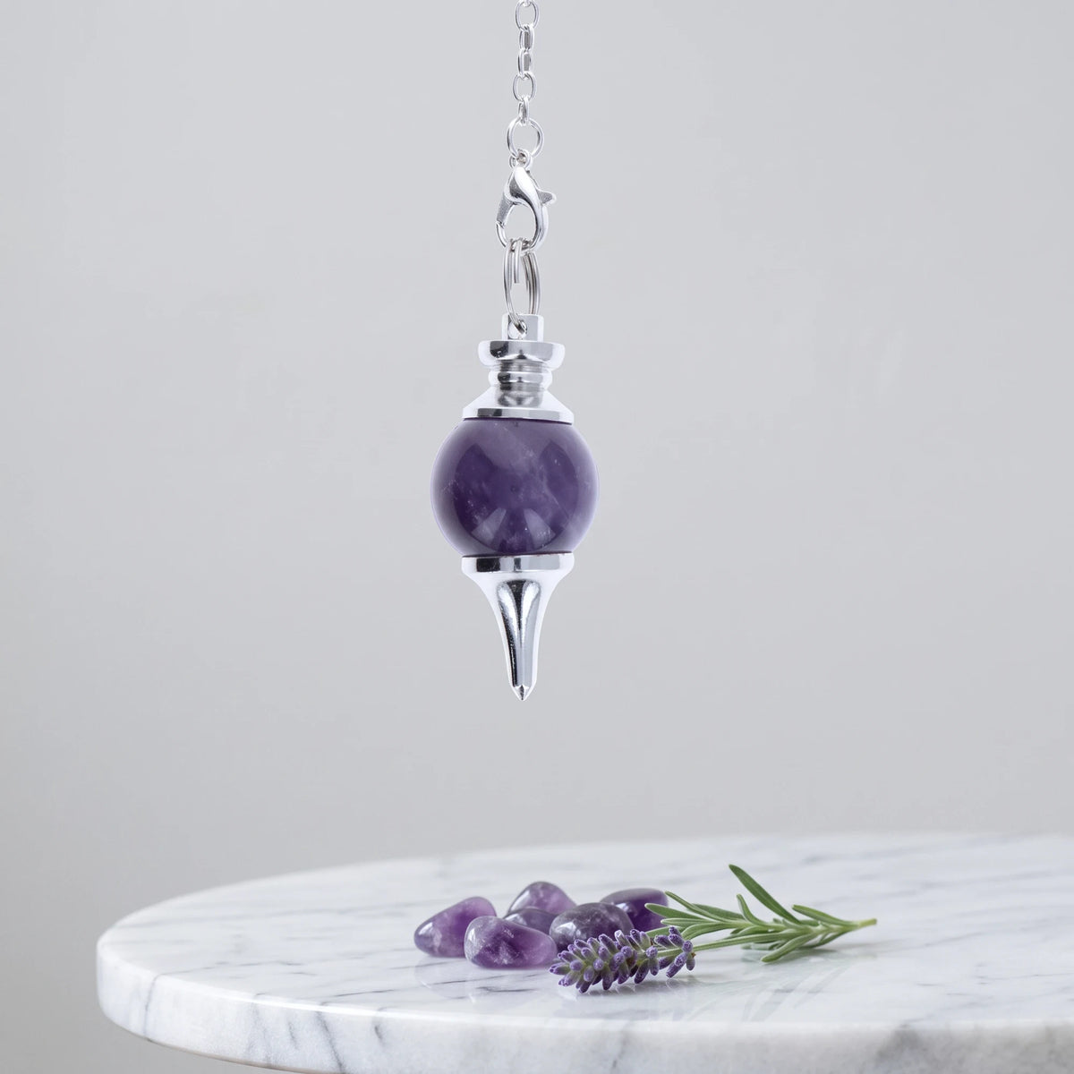 Pendule séphoroton en améthyste, pierre naturelle de méditation