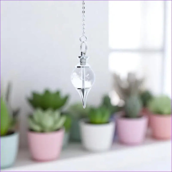 Pendule radiesthésie précis Séphoroton (Cristal de Roche) avec chaîne argentée