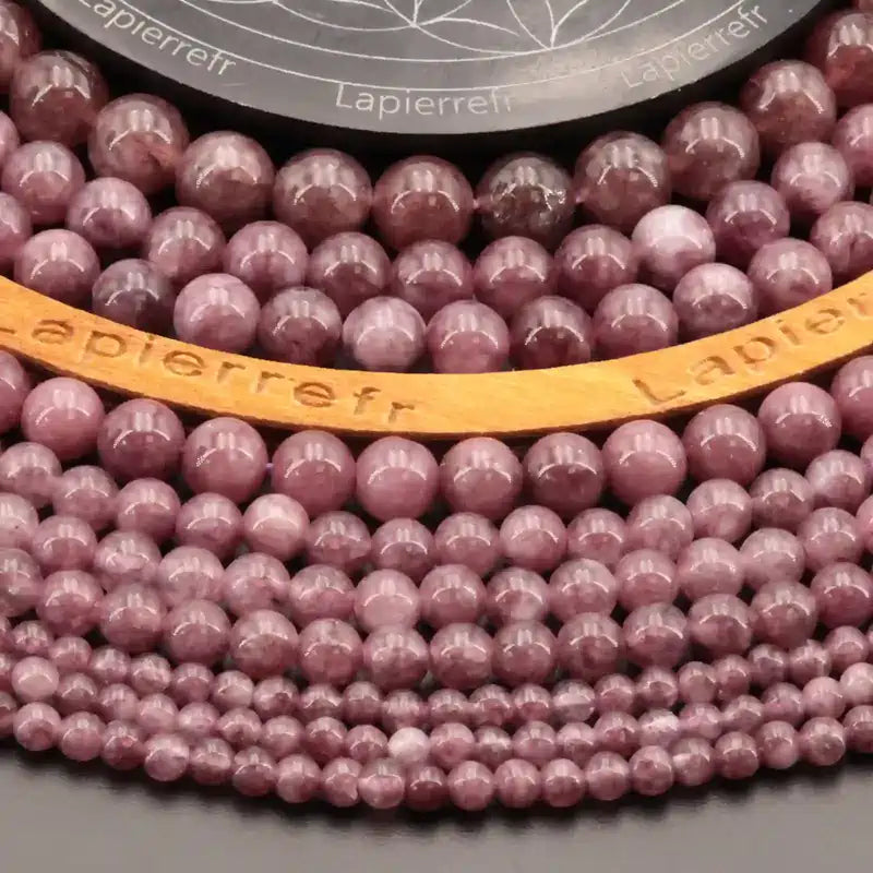 Perle 6mm en lépidolite violette pour bracelet fin