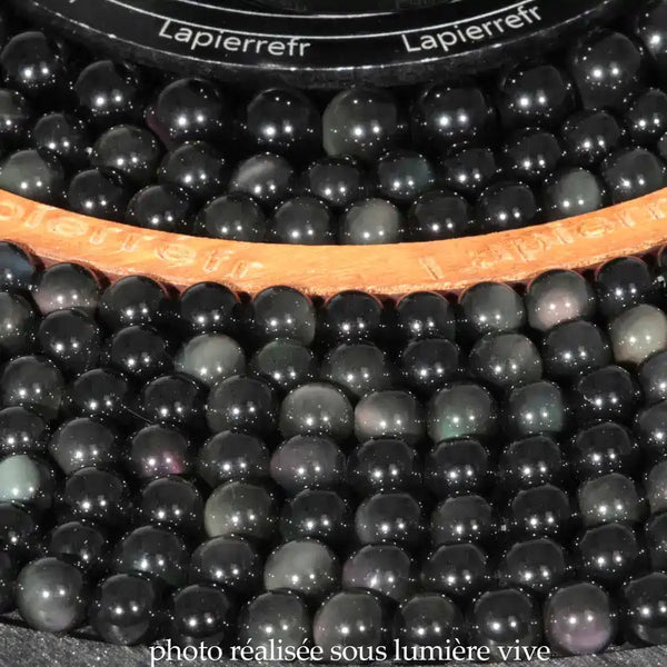 Perle 6mm en obsidienne œil céleste pour bracelet fin