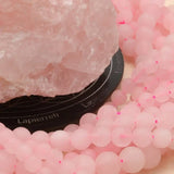 Perles Quartz Rose Mat 6 mm en pierre naturelle, Qualité AAA