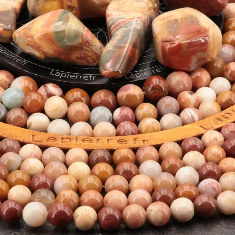 Fil de perles d'Agate Crazy Lace, pierre naturelle ronde de qualité AAA pour création de bijoux