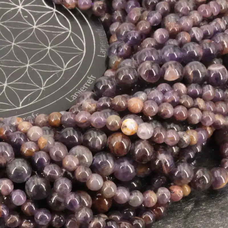 Perles rondes d'Améthyste Fantôme en vrac, pierre naturelle violette à phantômes pour bracelet et collier