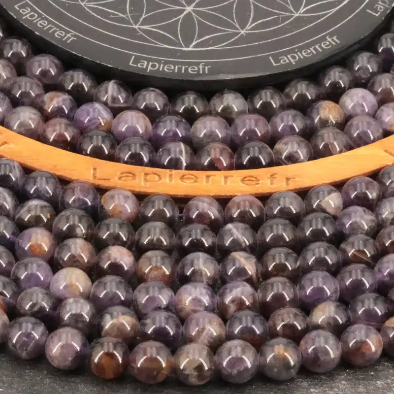 Fil de perles d'Améthyste Fantôme, pierre naturelle ronde de qualité AA+ pour création de bijoux