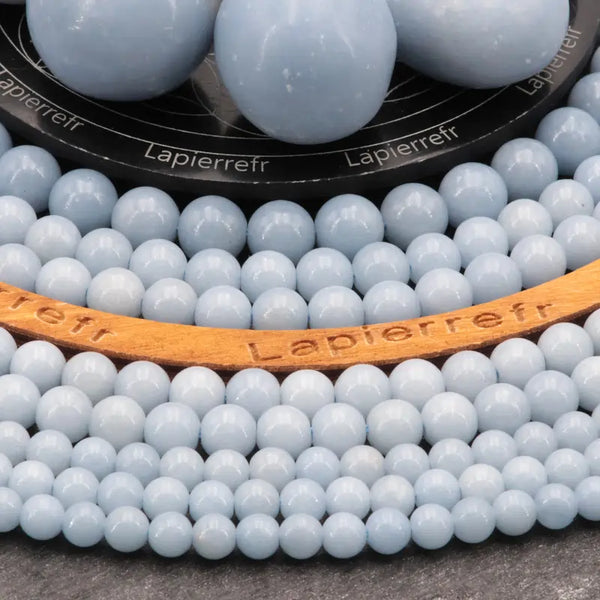 Perle angélite pour bracelet fin de 6 mm