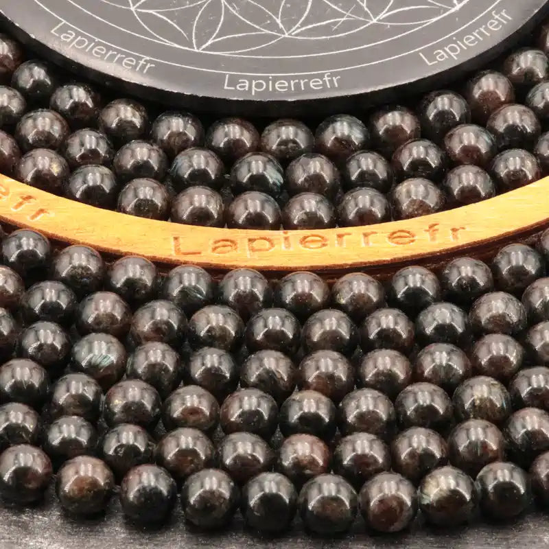 Fil de perles d'Astrophyllite, pierre naturelle ronde de qualité AA+ pour création de bijoux