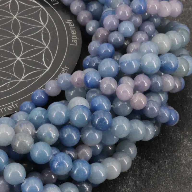 Perles Aventurine Bleue naturelle ronde 6mm, 8mm - Qualité AA+ pour la création de bijoux et lithothérapie