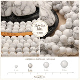 Perles Howlite Mat 6 mm en pierre naturelle, Qualité AAA