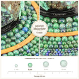 Perles Azurite Malachite Stabilisée 6 mm en pierre naturelle, Qualité AA+