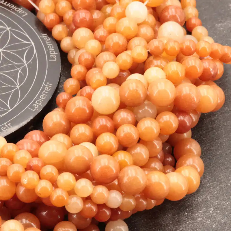 Perle bracelet fin en aventurine orange de 6 mm