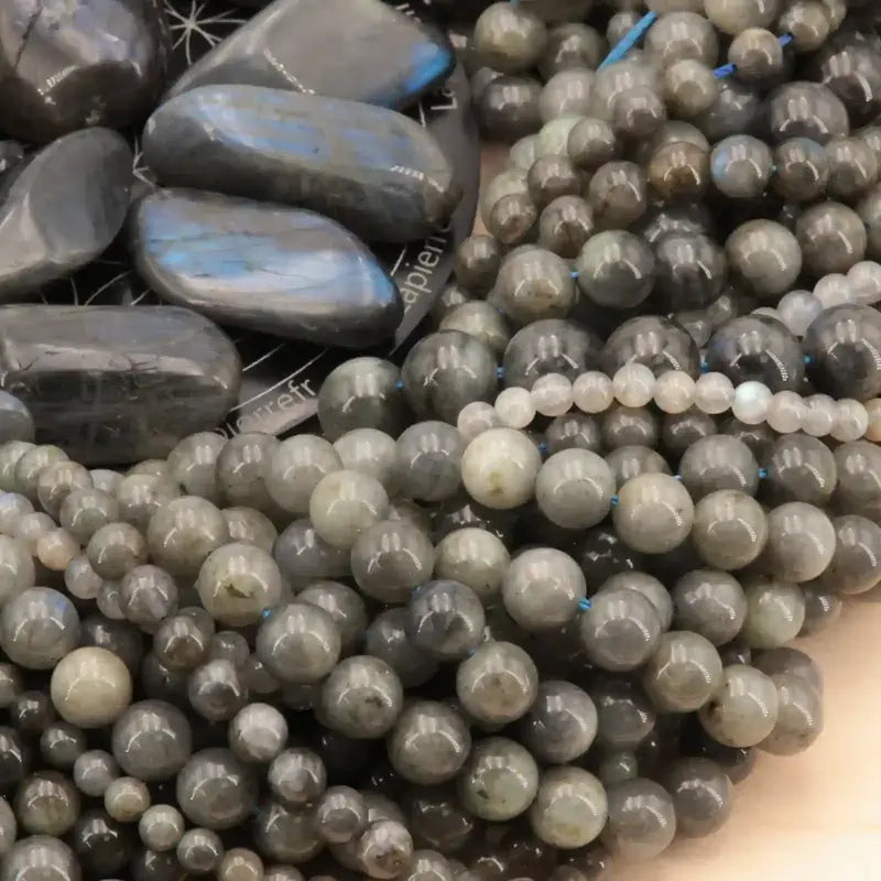 Perle bracelet homme en labradorite grise de 10 mm
