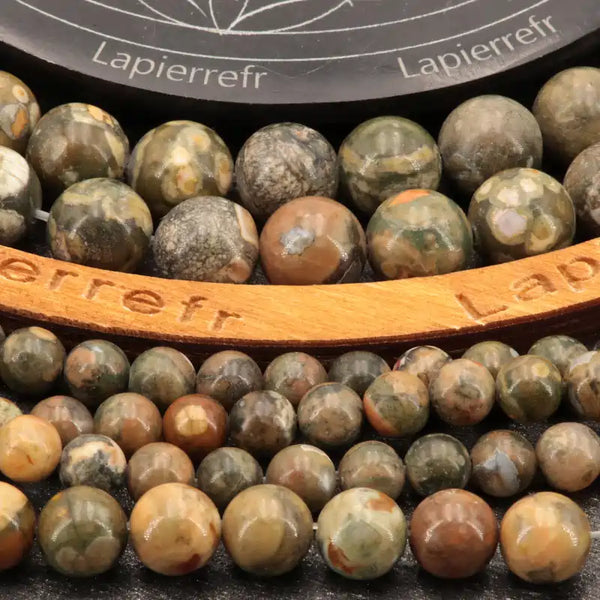 Perle bracelet jaspe kambaba 10 mm à monter soi-même
