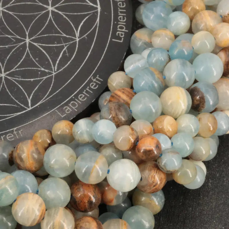 Perles rondes de Calcite Bleue en vrac, pierre naturelle bleu clair pour bracelet et collier