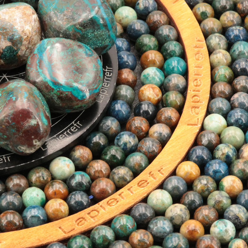 Perles Chrysocolle en pierre naturelle ronde 6mm ou 8mm de Qualité AA+, pour la création de bijoux et lithothérapie