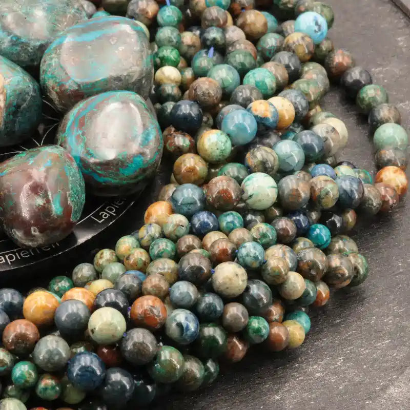 Perles Chrysocolle en pierre naturelle ronde 6mm ou 8mm de Qualité AA+, pour la création de bijoux et lithothérapie