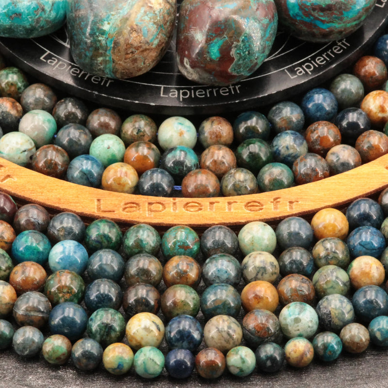 Perles Chrysocolle en pierre naturelle ronde 6mm ou 8mm de Qualité AA+, pour la création de bijoux et lithothérapie
