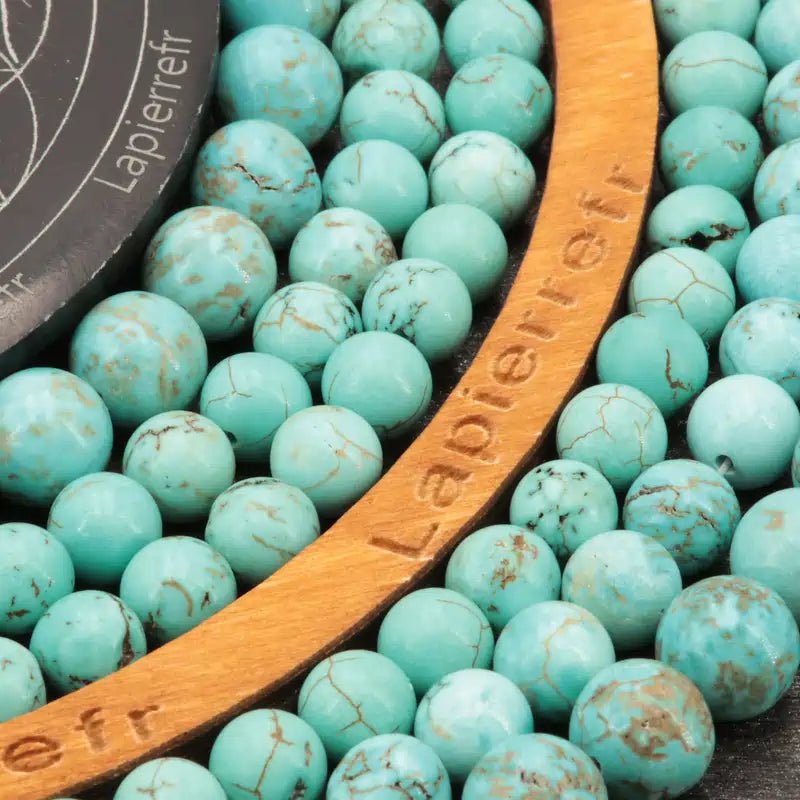 Lot De 31 Perles Turquoise Mate – Pierre Naturelle, 6 Mm, Brin De 19 Cm, Neuf