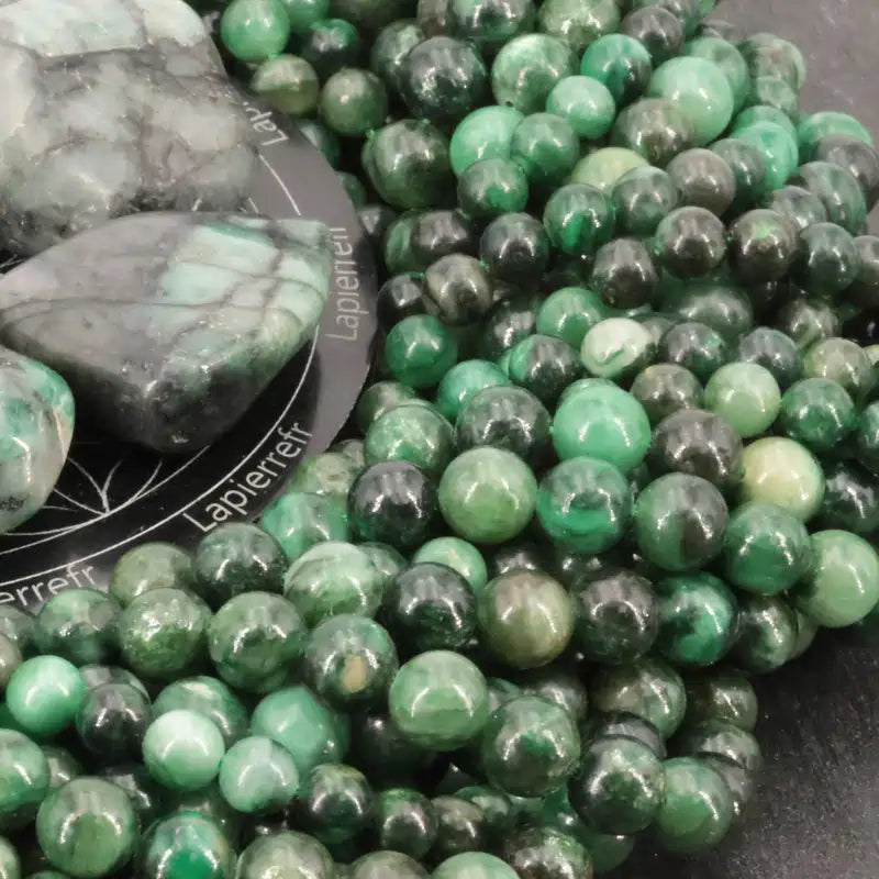Perle d'émeraude 6 mm pour bracelet fin
