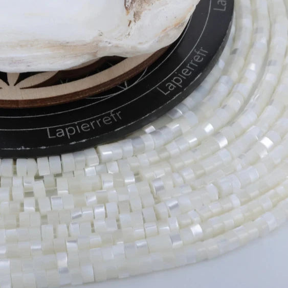 Perles en Nacre naturelle plate 4mm - Lot de 160 perles perle nacre