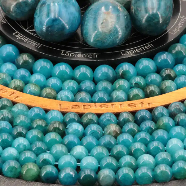 Perle en pierre naturelle apatite bleue 6 mm pour bracelet fin