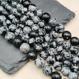 Perles Obsidienne Neige à facettes 6 mm en pierre naturelle