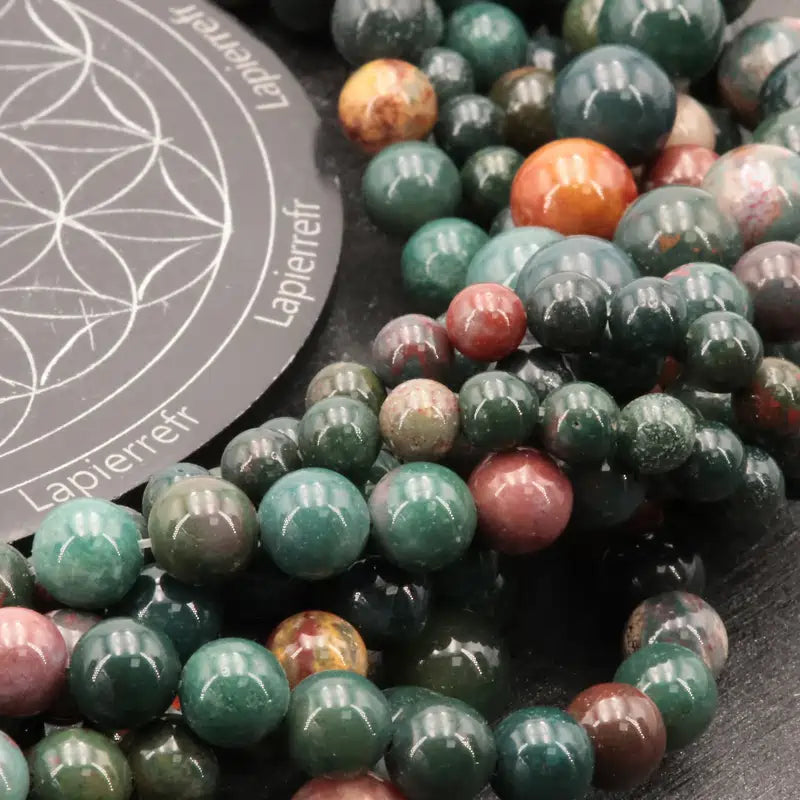 Perles Héliotrope en pierre naturelle ronde 6mm, 8mm, 10mm - Qualité AA+ pour la création de bijoux et lithothérapie