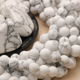 Grosses perles Howlite Mat 10 mm, Qualité AAA