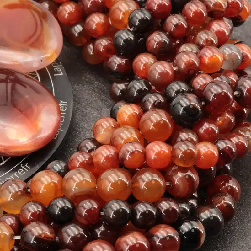 Perle intercalaire en agate rubanée, pierre naturelle polie
