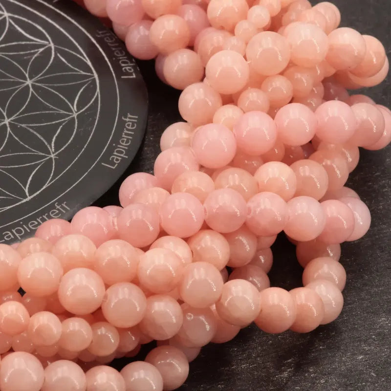 Perles Jade Rose en pierre naturelle ronde 4mm, 6mm, 8mm, 10mm - Qualité AA+ pour la création de bijoux et lithothérapie