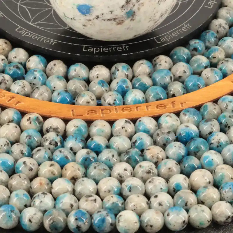 Fil de perles de Jaspe K2, pierre naturelle ronde de qualité AA pour création de bijoux