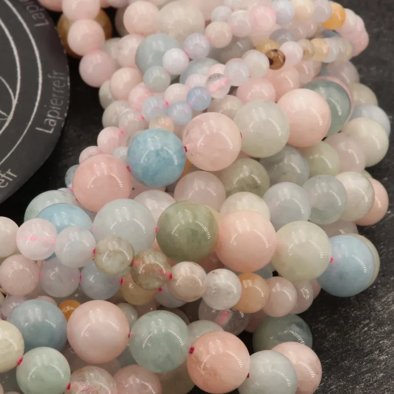 Perle morganite 6 mm pour collier ras du cou