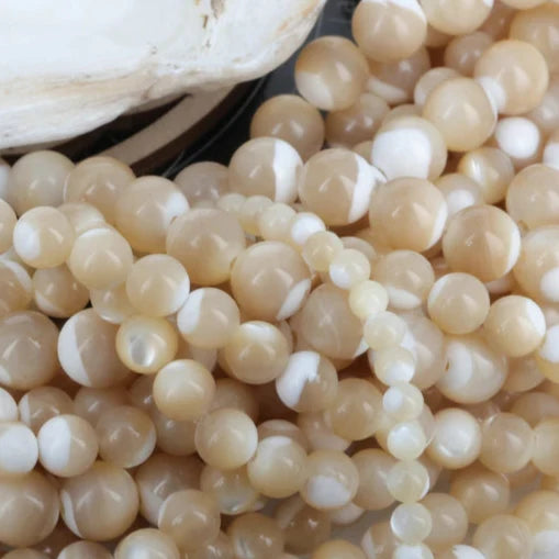 Perles en Nacre naturelle beige ronde perle