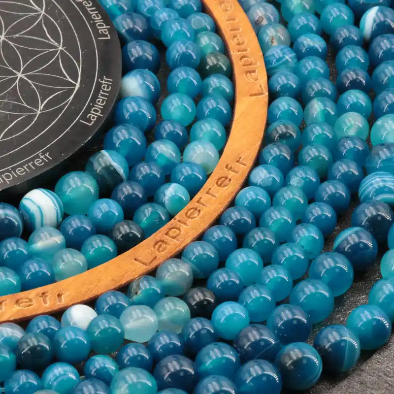 Perles Agate Bleue ronde en 4/6/8/10 mm de qualité AA pour la création de bijoux