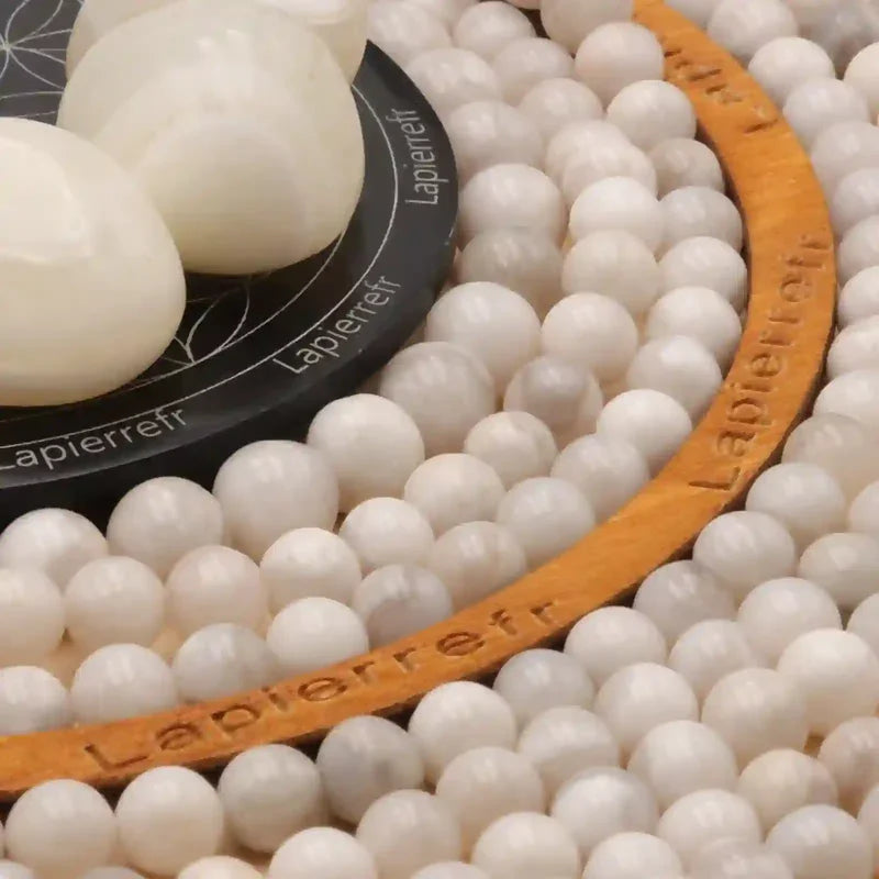 perle pierre naturelle agate blanche folle ronde en 4/6/8/10mm pour la fabrication de bijoux et lithothérapie - La Pierre Fr 