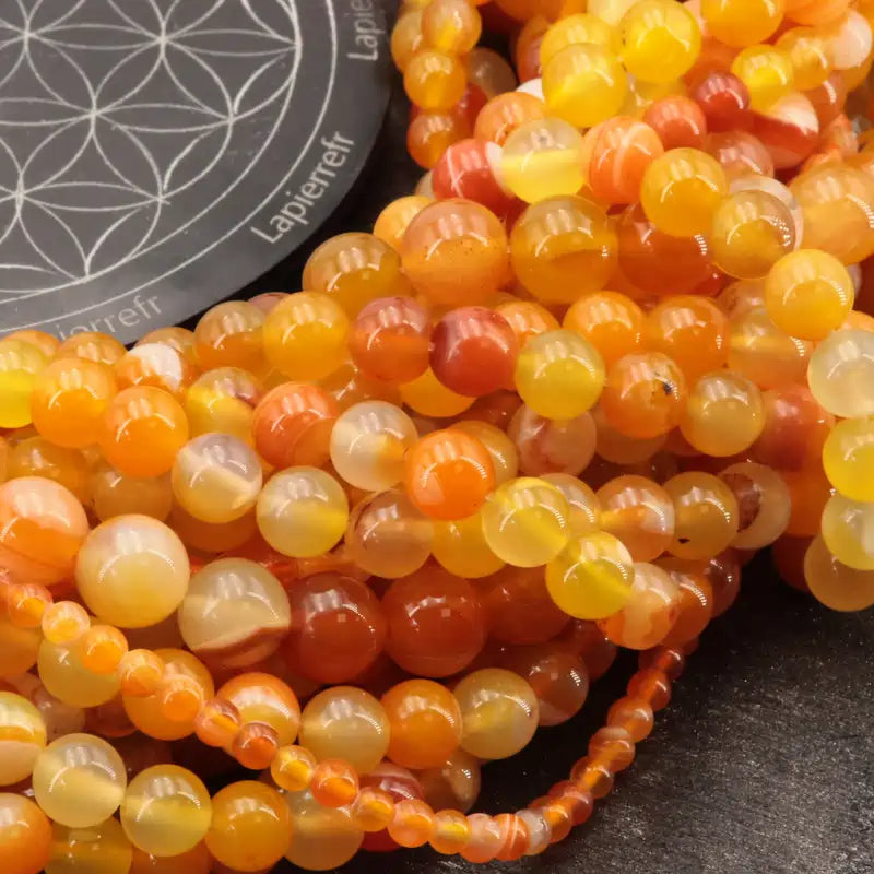 Perles rondes d'Agate Jaune en vrac, pierre teintée jaune pour bracelet et collier