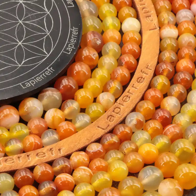 Perles Agate Jaune ronde en 4/6/8/10 mm pour la création de bijoux