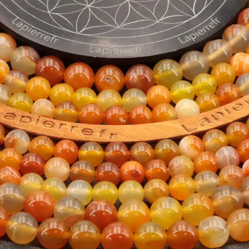 Fil de perles d'Agate Jaune, pierre ronde jaune pour création de bijoux