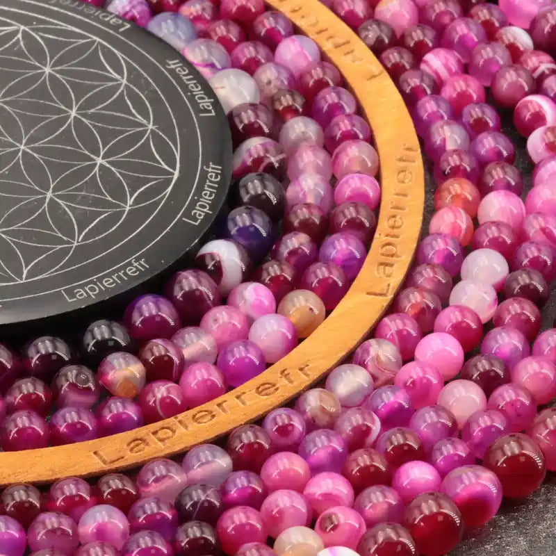 Perles Agate Magenta ronde en 4/6/8/10 mm pour la création de bijoux