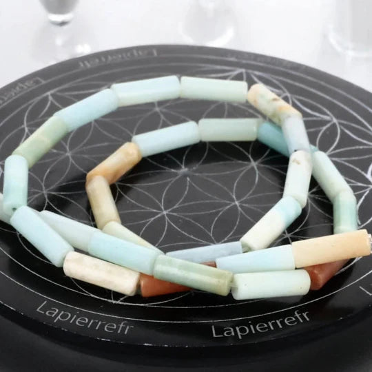 Perles tube d'Amazonite en pierre naturelle 4mm, lot de 26 pour création de bijoux