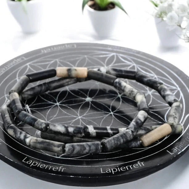 Perles Jaspe Gris (Picasso)4 mm x 13 – Lot de 26 perles naturelles perle pierre naturelle