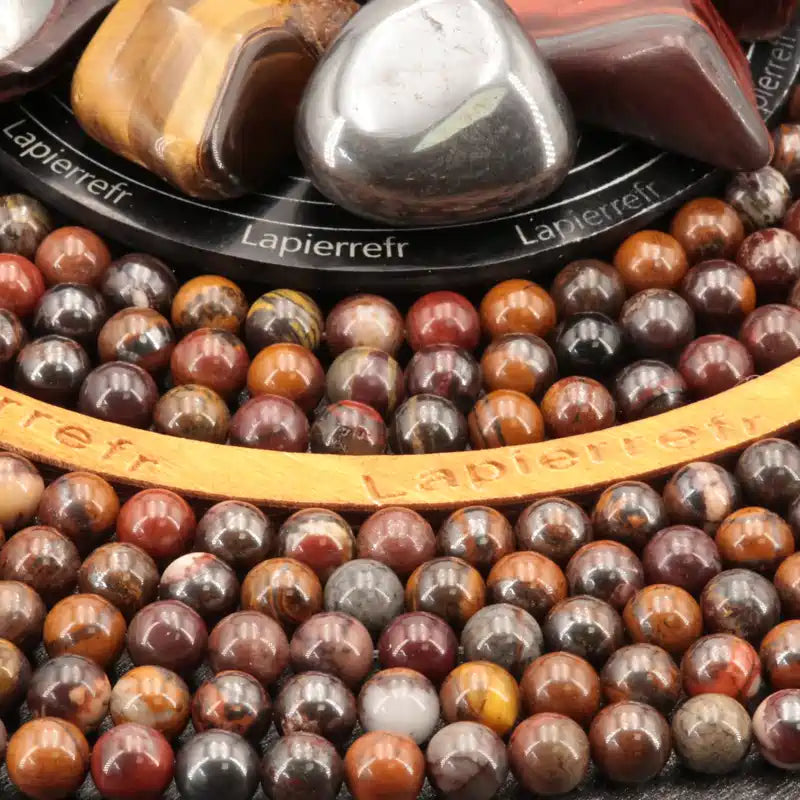 perle pierre naturelle œil de fer ronde en 4/6/8/10mm pour crêtions de bracelet et lithothérapie - La pierre Fr 