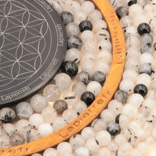 Perles Quartz Tourmaline Noire (Qualité AAA)