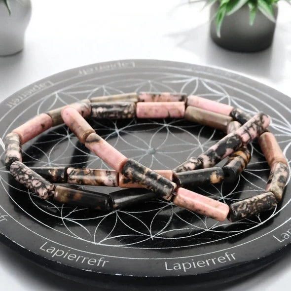 Perles tube de Rhodonite en pierre naturelle 4mm, lot de 26 pour création de bijoux