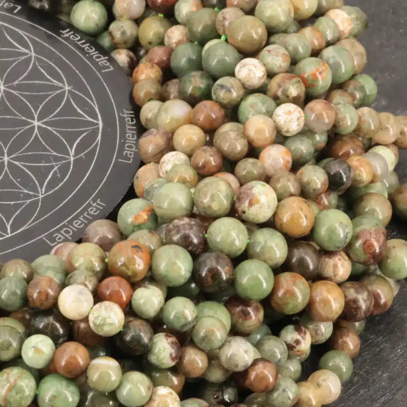 Perles rondes d'Opale Verte en vrac, pierre naturelle verte pour bracelet et collier