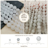 Perles Jade Blanc à facettes 6 mm en pierre naturelle