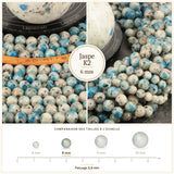 Perles Jaspe K2 6 mm en pierre naturelle, Qualité AA