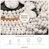 Petites perles Howlite Blanche 4 mm, Qualité AAA