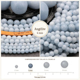 Perles Angélite 6 mm en pierre naturelle, Qualité AA+