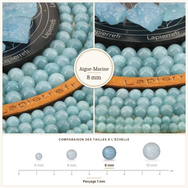 Perles bleu clair en aigue-marine stabilisée de 8 mm