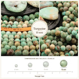 Grosses perles Turquoise 10 mm, Qualité AA+